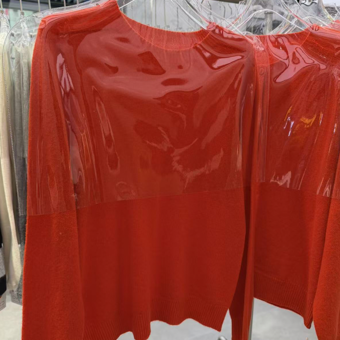 针织秋季毛针织衫红色休闲针织衫女装