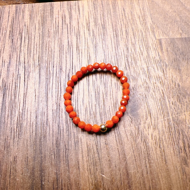 天然南红多切面小戒指