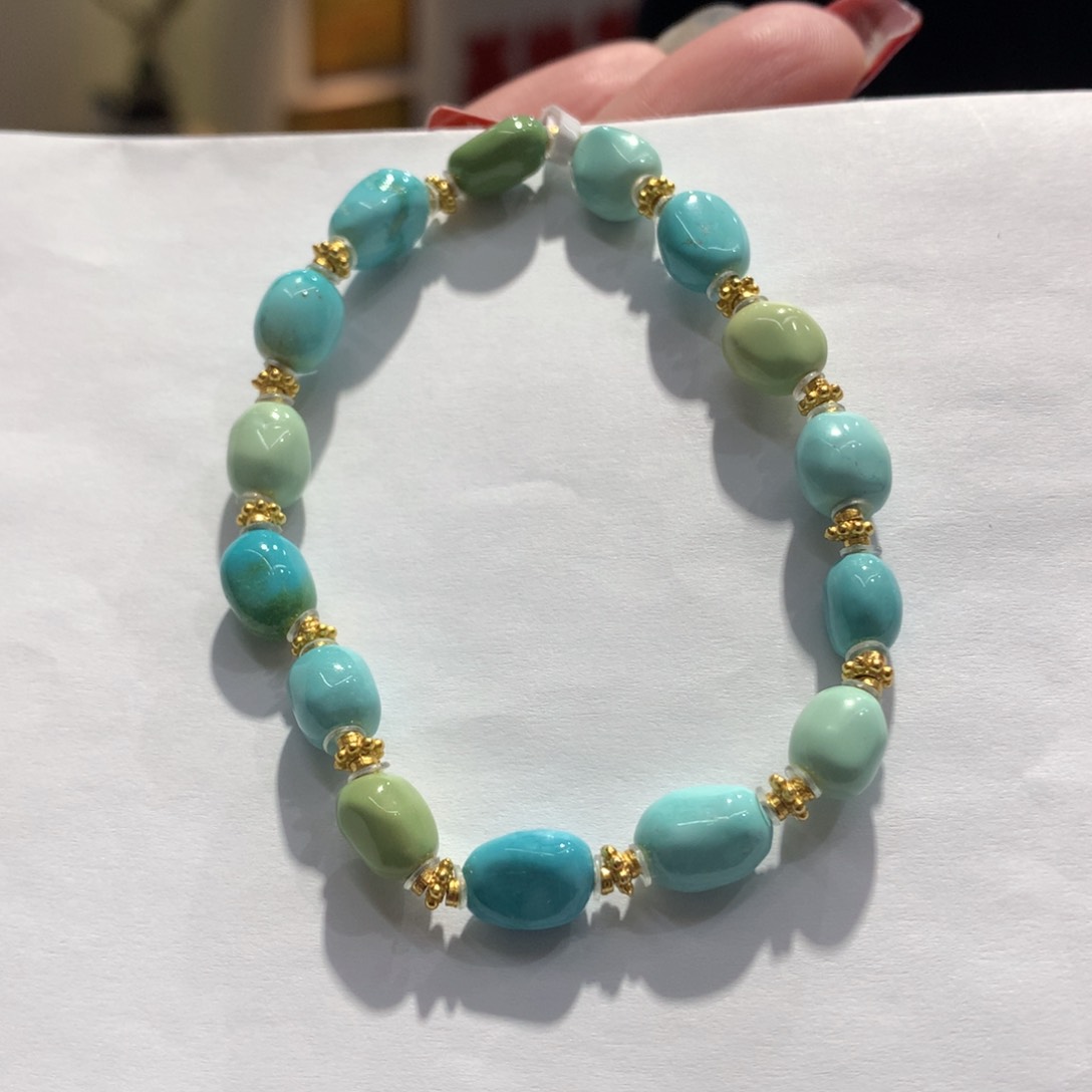 绿松石单圈银S925镶嵌