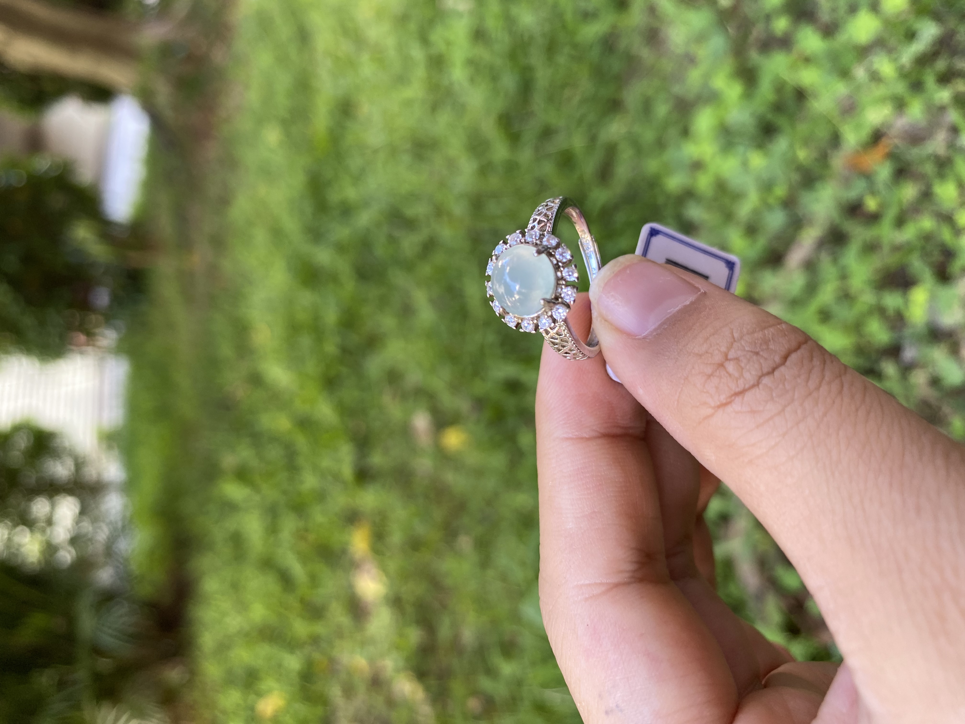 天然缅甸翡翠A货925银镶嵌戒指
