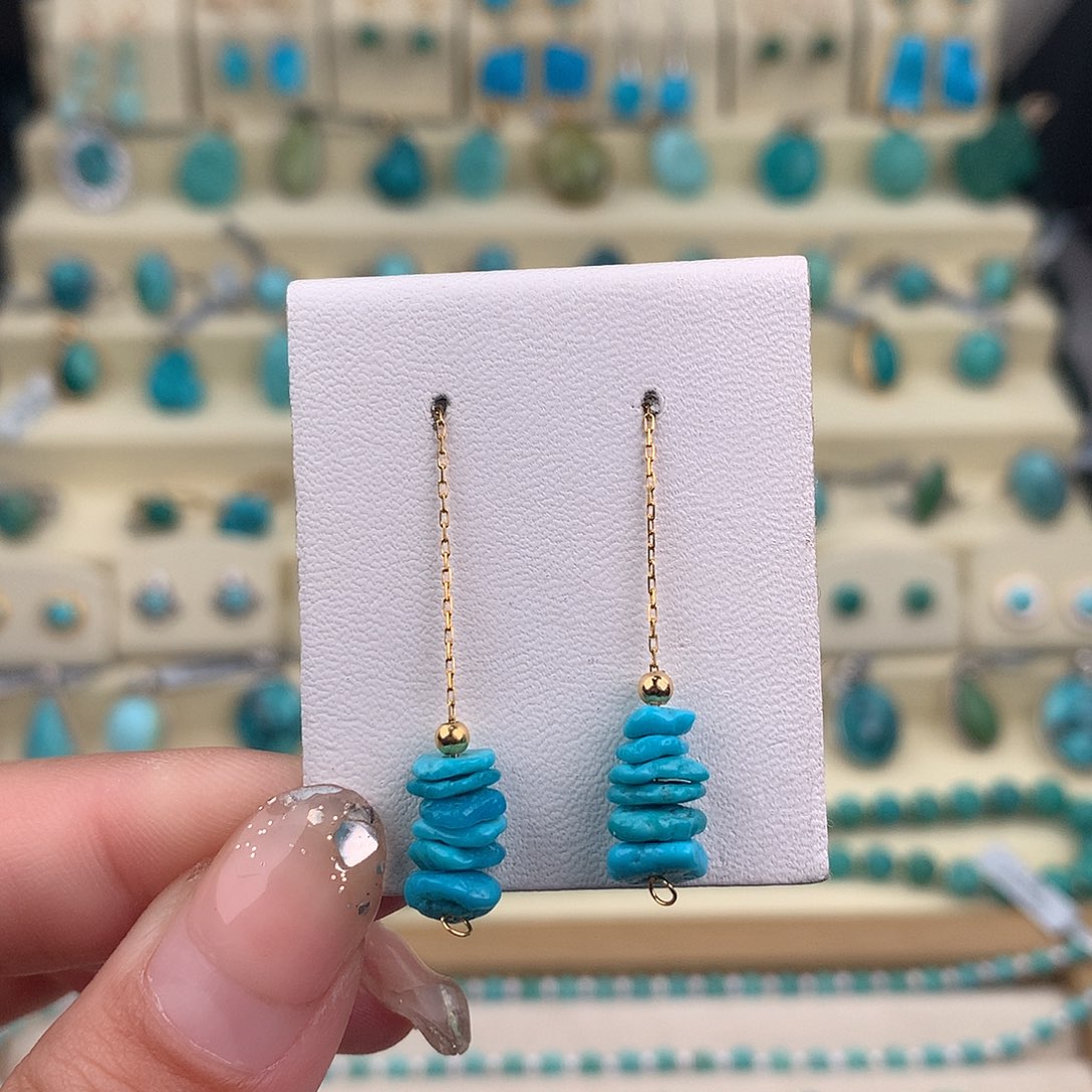 绿松石银S925镶嵌耳饰