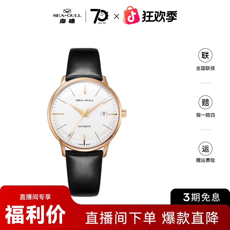 海鸥手表男士 商务休闲夜光经典自动机械表519.519男款超薄腕表