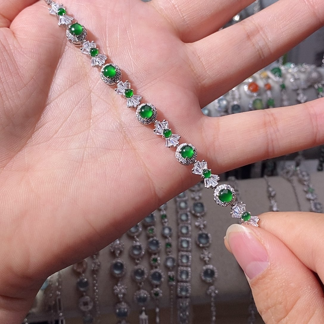 月****翡翠银S925镶嵌手链