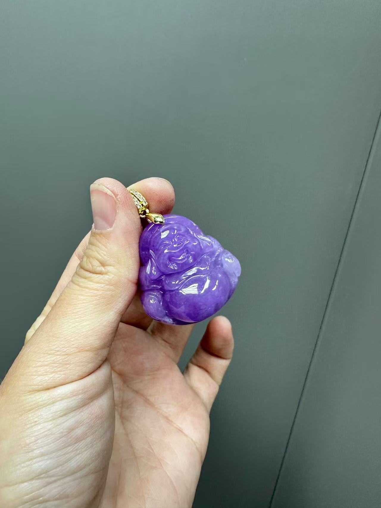 高货满钻紫色佛公吊坠
