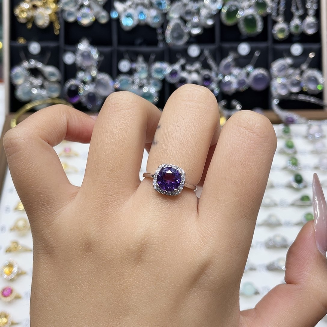 顺***）银S925镶嵌紫晶戒指