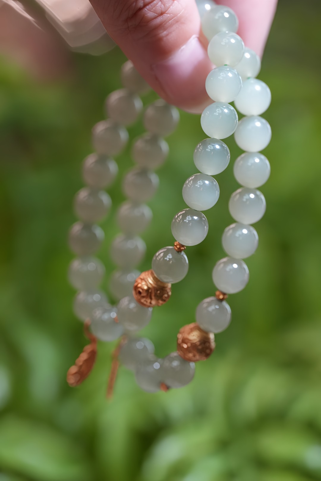 070310WM 和田玉青海料晴水手串规格约：7.9mm多样性发其一