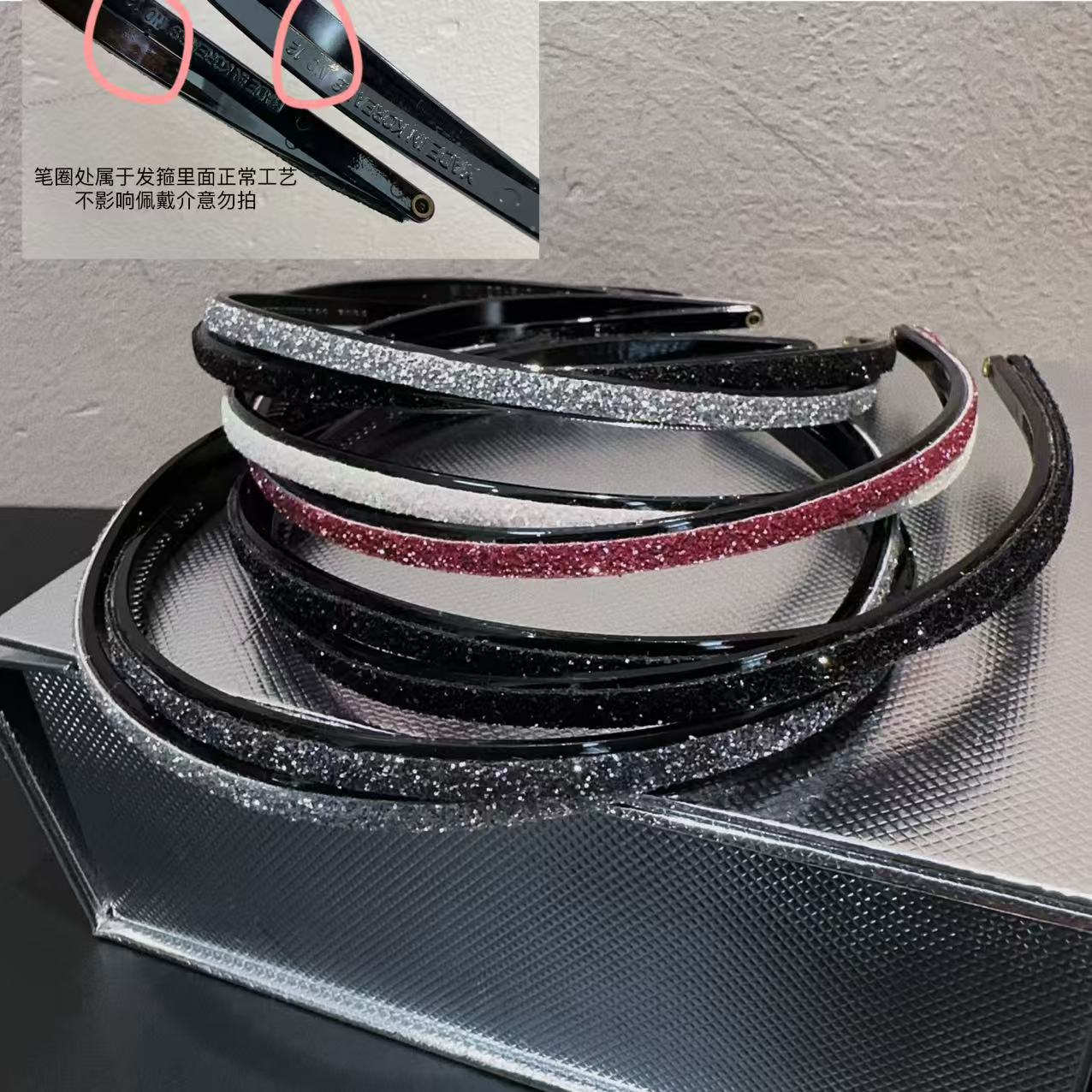 韩国设计款双层交叉手工亮片发箍F100