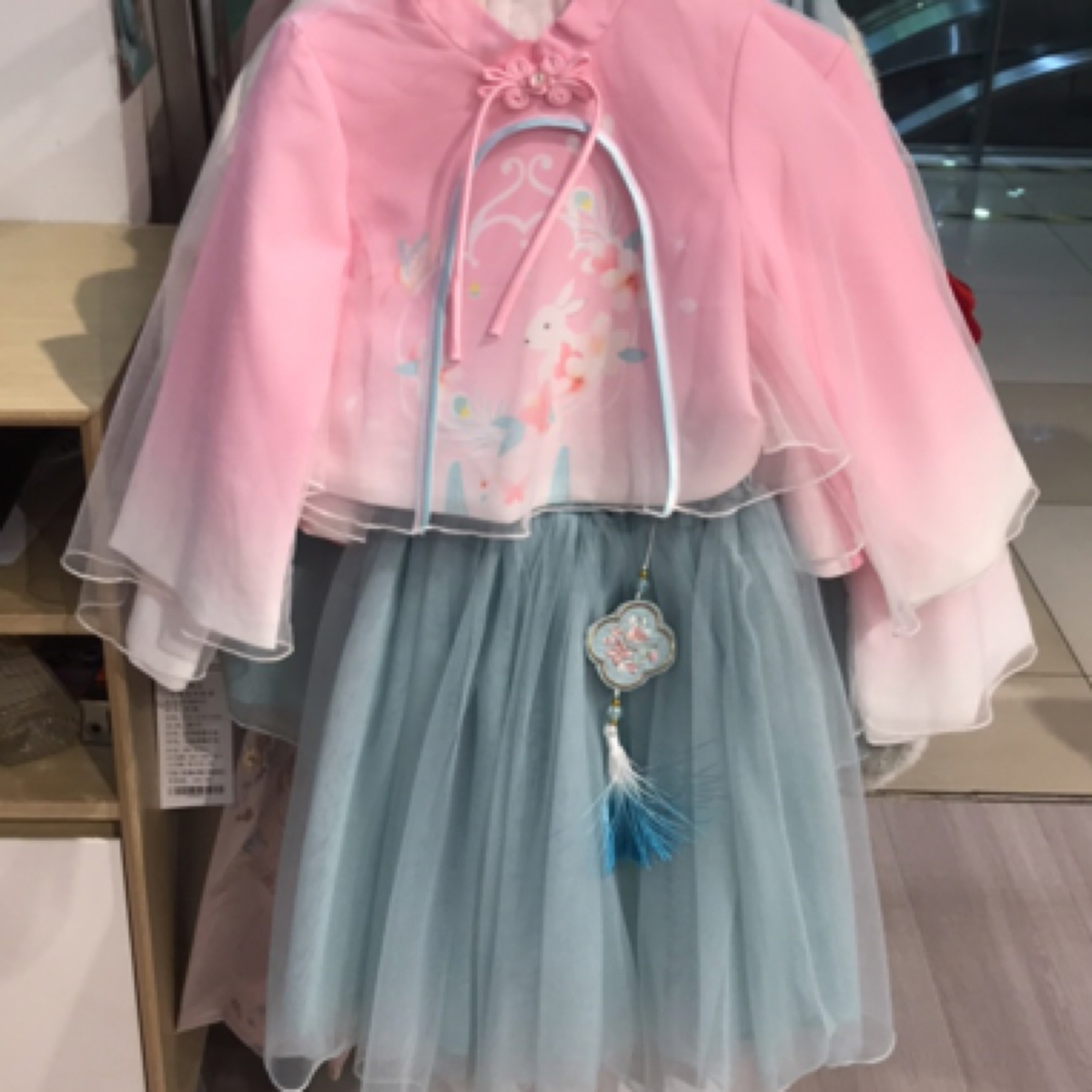 春季中国风裙子兔子汉服仙气刺绣上衣古风夏季裙子儿童女童女孩