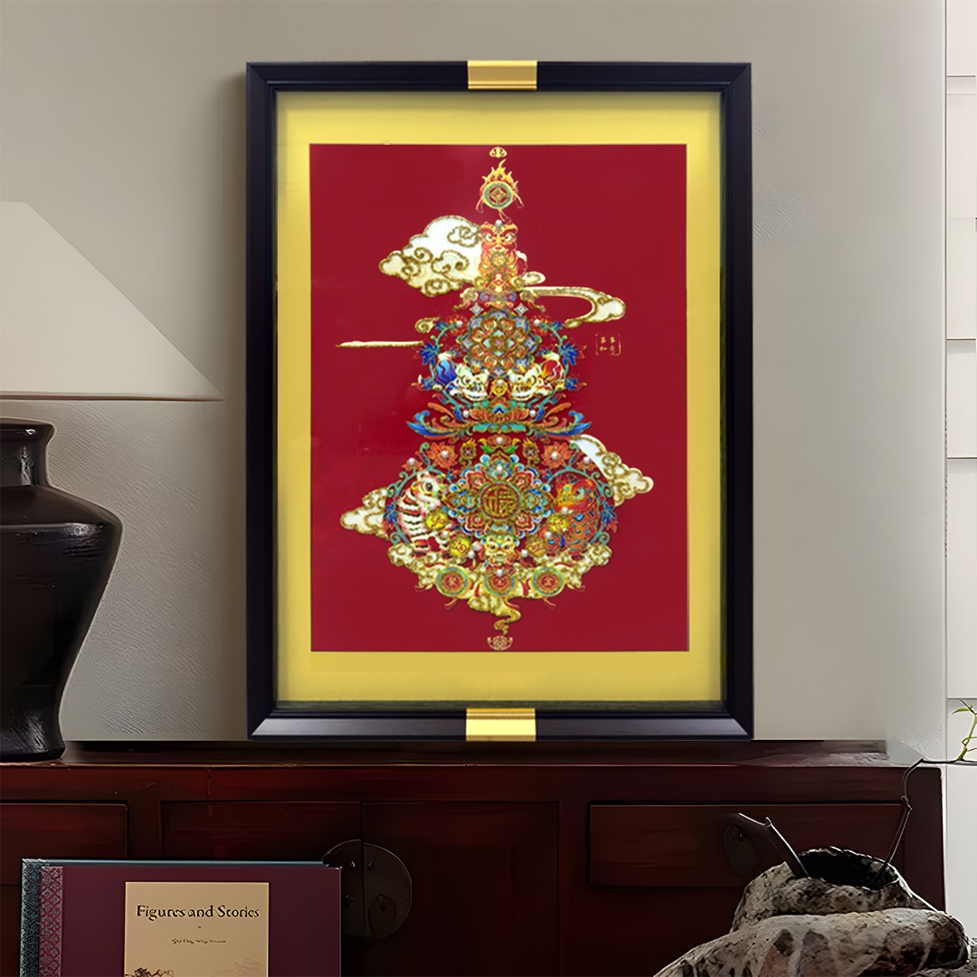 2025年新款客厅挂画过道好寓意镶钻装饰画柿柿如意葫芦6080