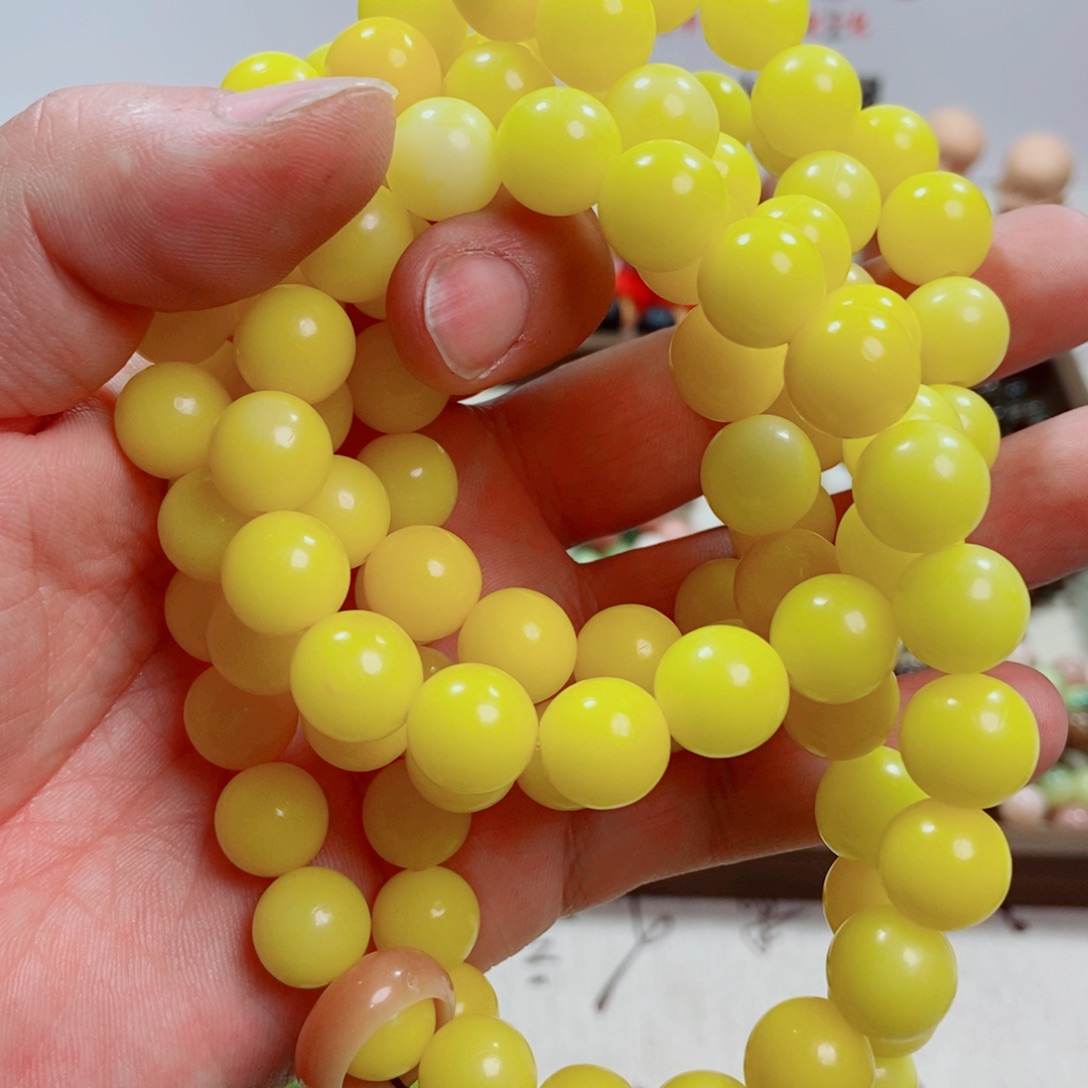 白玉菩提吊坠黄色108