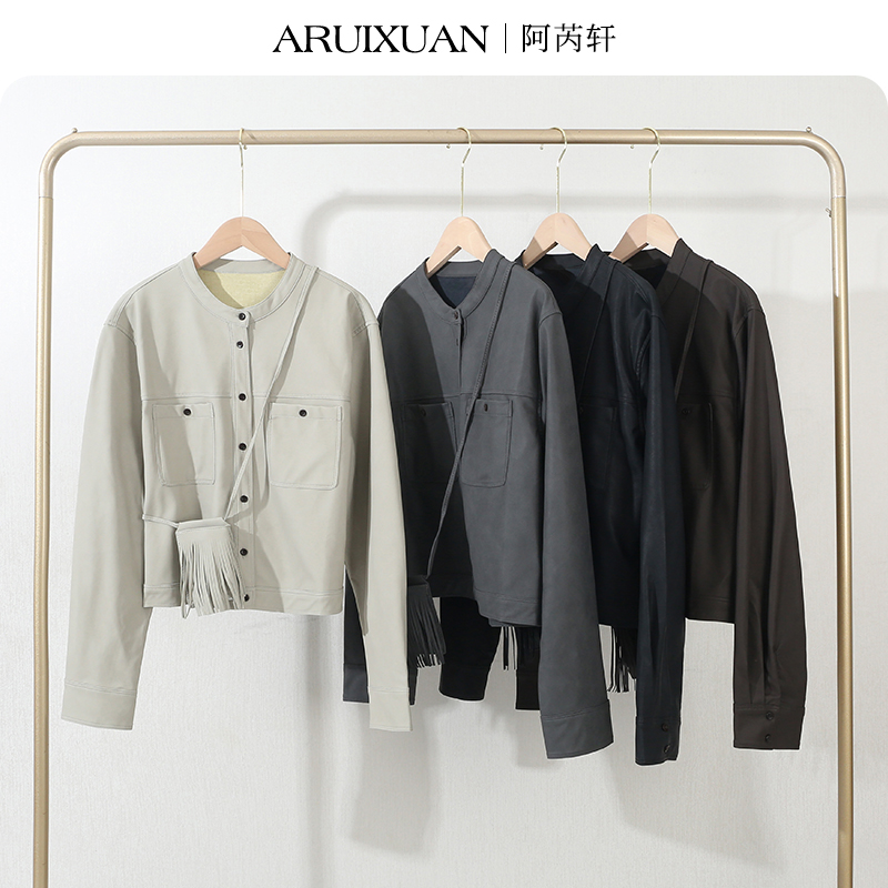 阿芮轩女装皮衣短款外套2025年早秋新款小个子机车服皮夹克