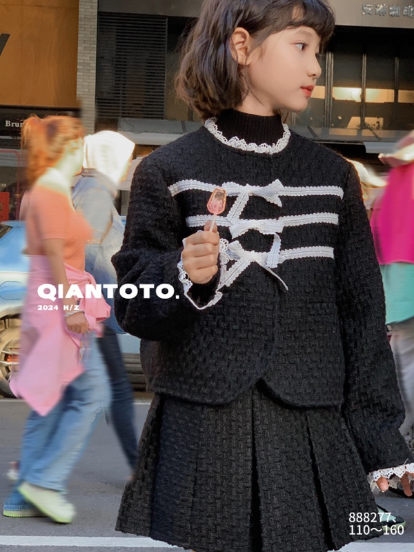 【拉萨发货】女童蕾丝蝴蝶结套装