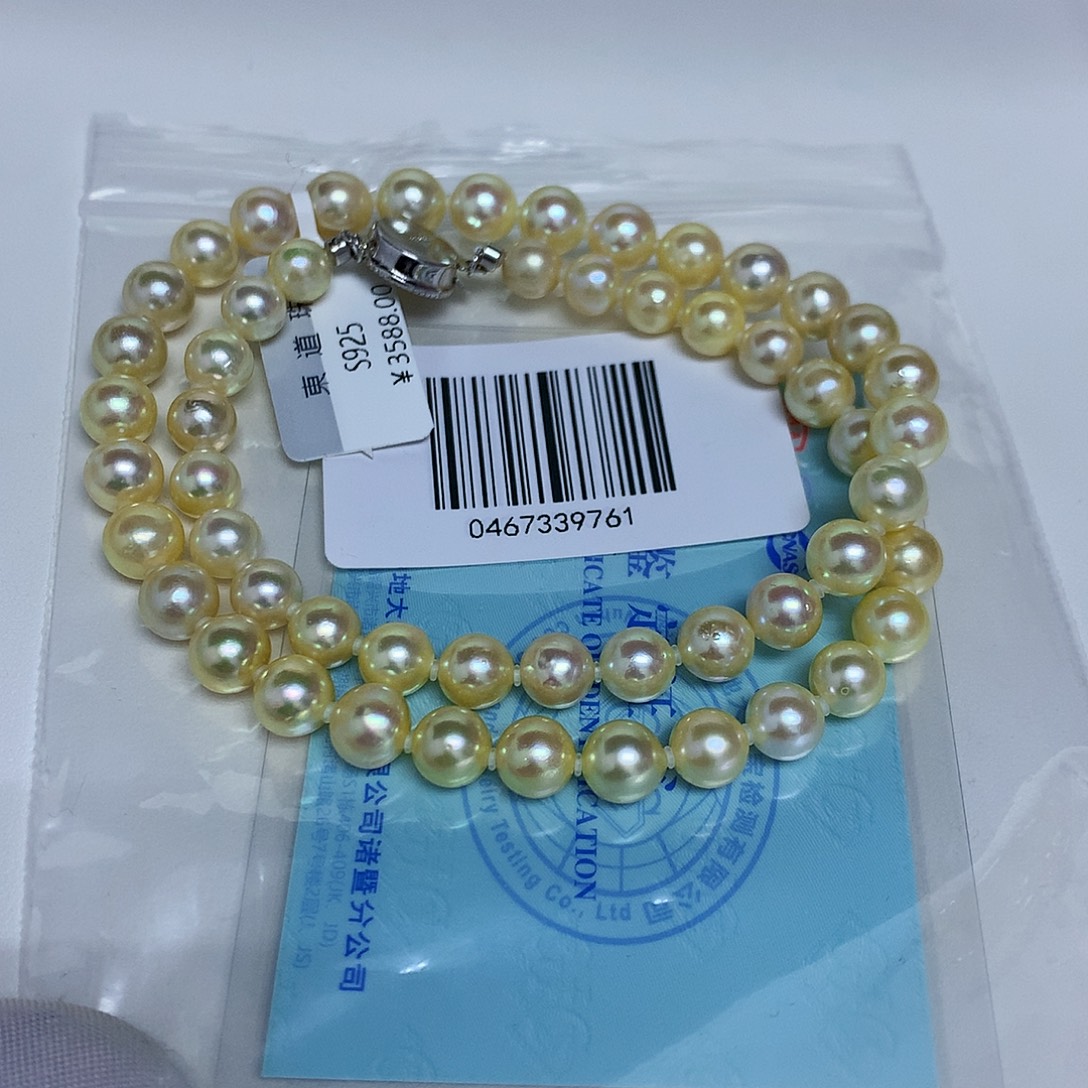 海水珍珠银S925镶嵌项链7-8