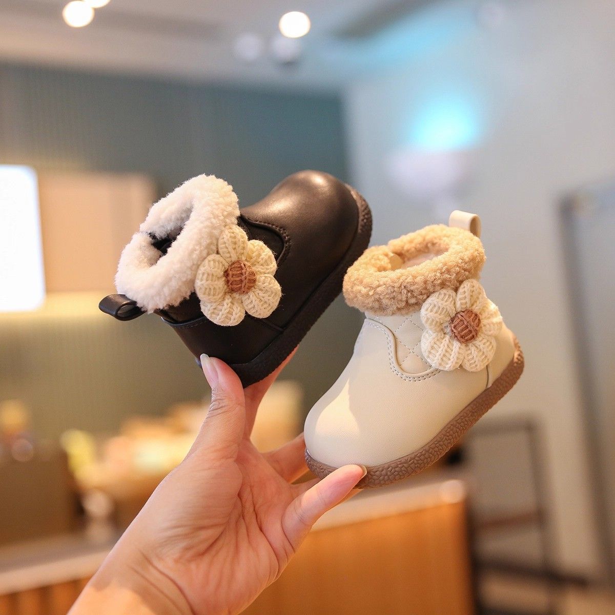 【现货秒发】冬季宝宝鞋子女宝学步鞋婴幼儿软底高帮棉鞋加绒保暖
