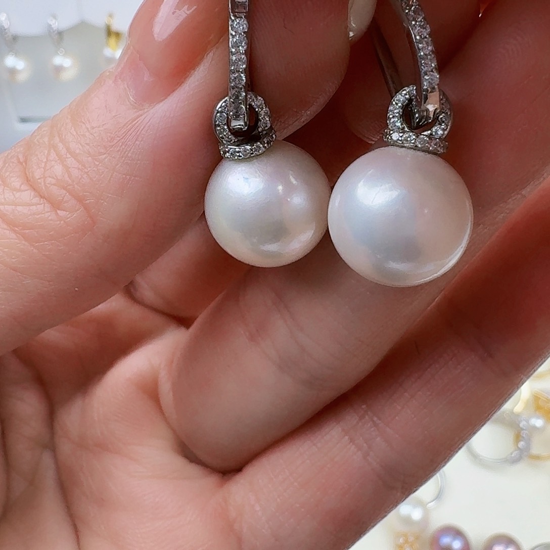 淡水珍珠耳饰银S925镶嵌