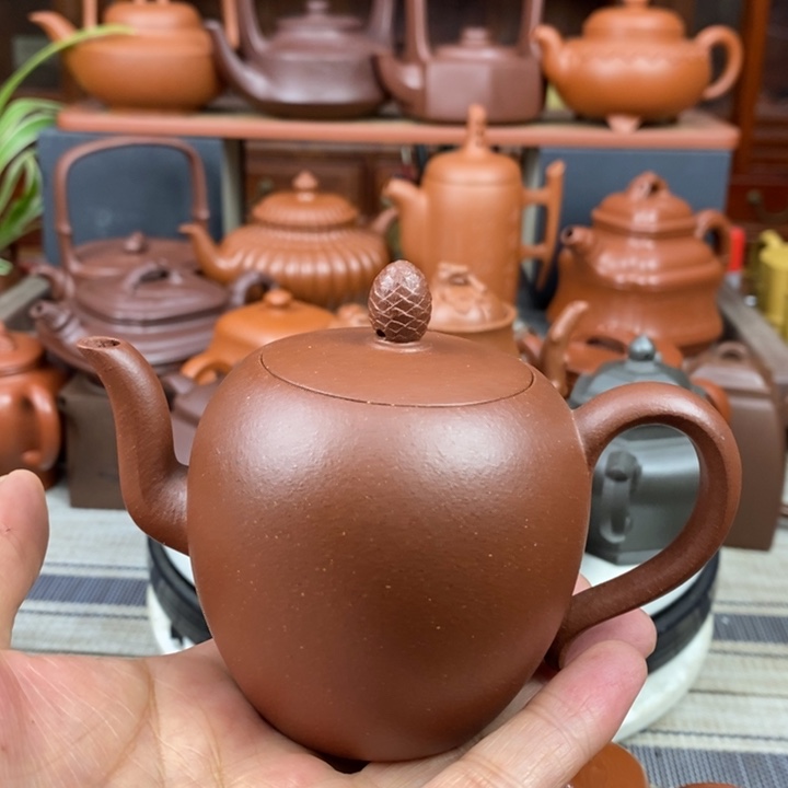 紫砂茶壶全手工美人肩220CC原矿宝山红降坡泥