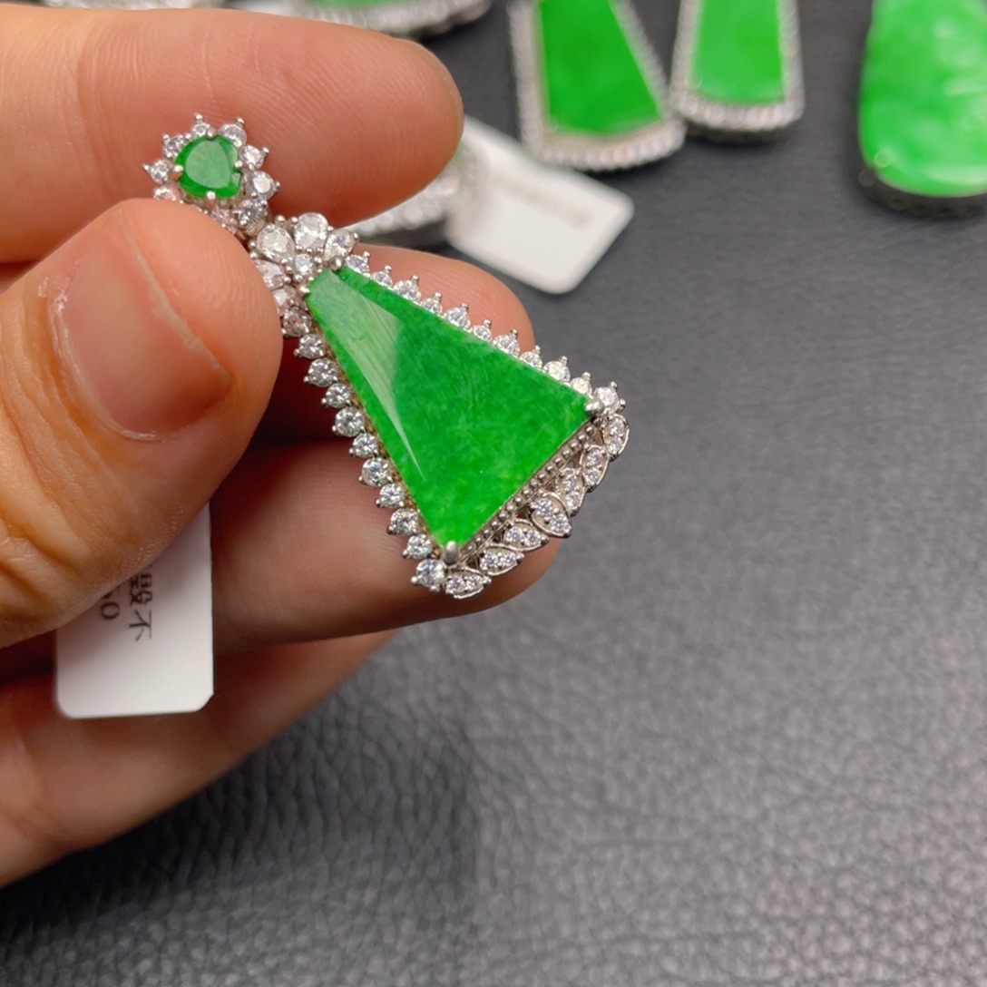 翡翠银S925镶嵌吊坠(不含链)