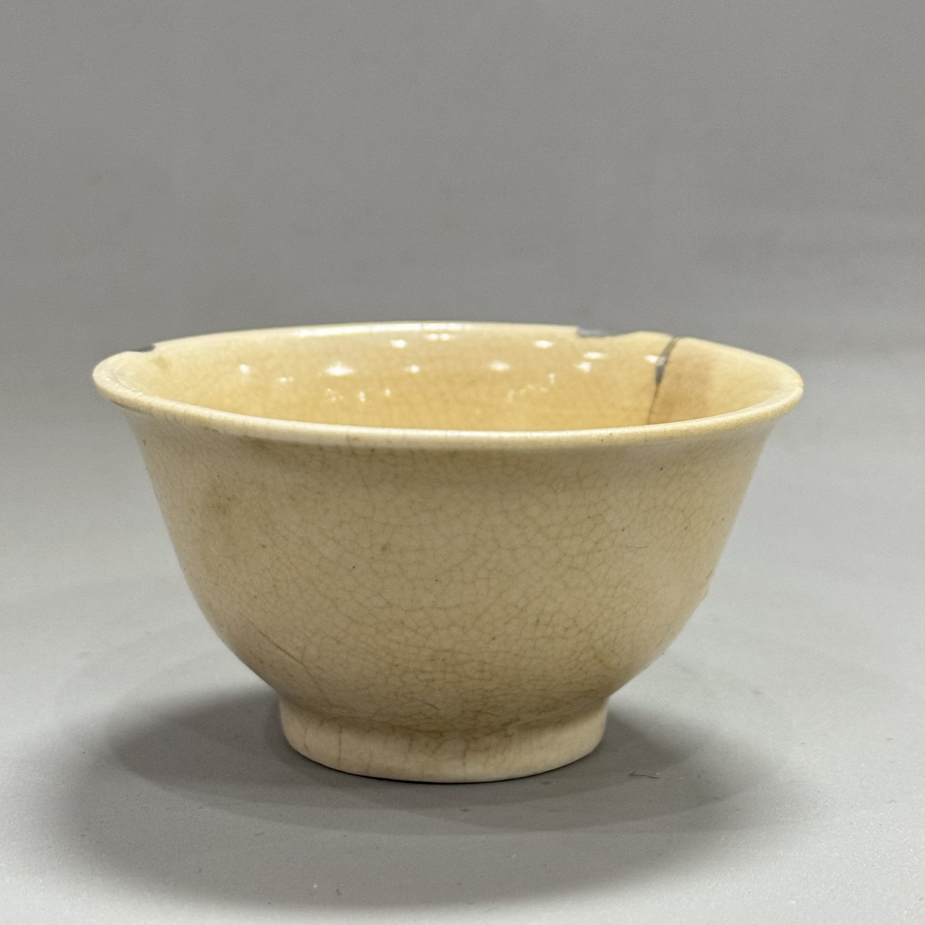 德化 白釉杯 锯钉修复 口径8 当代瓷