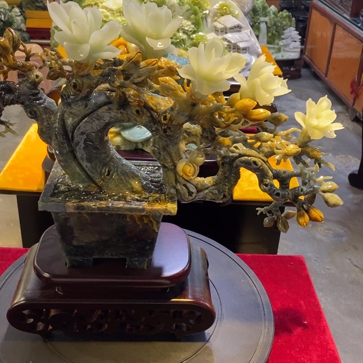 石材家居摆件玉兰富贵