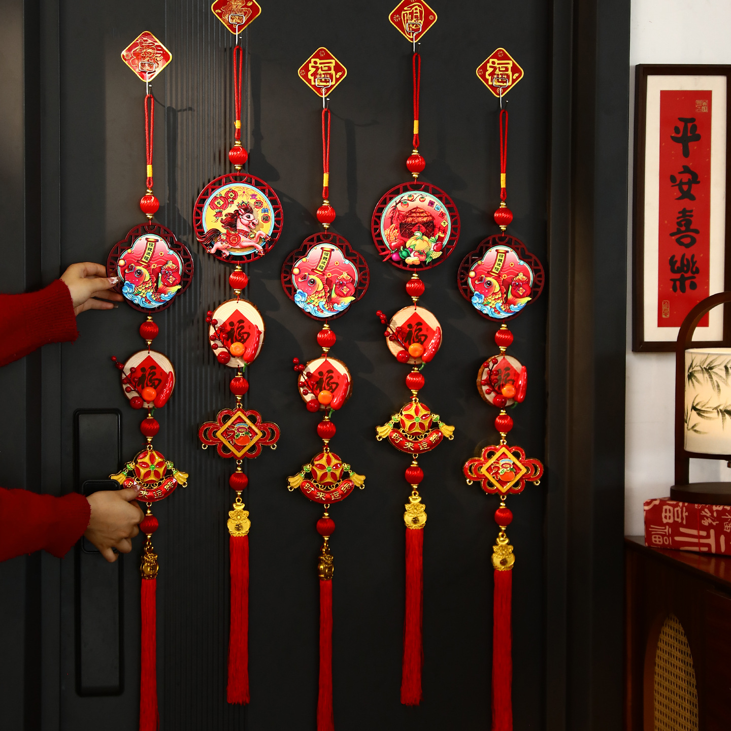2026马年春节挂件过年客厅福字新年装饰品场景布置挂串中国结挂饰