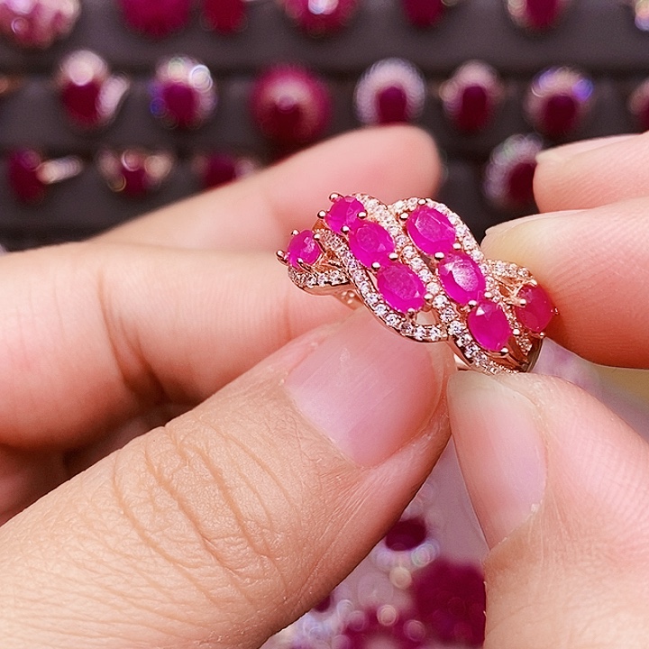 红宝石银S925镶嵌戒指