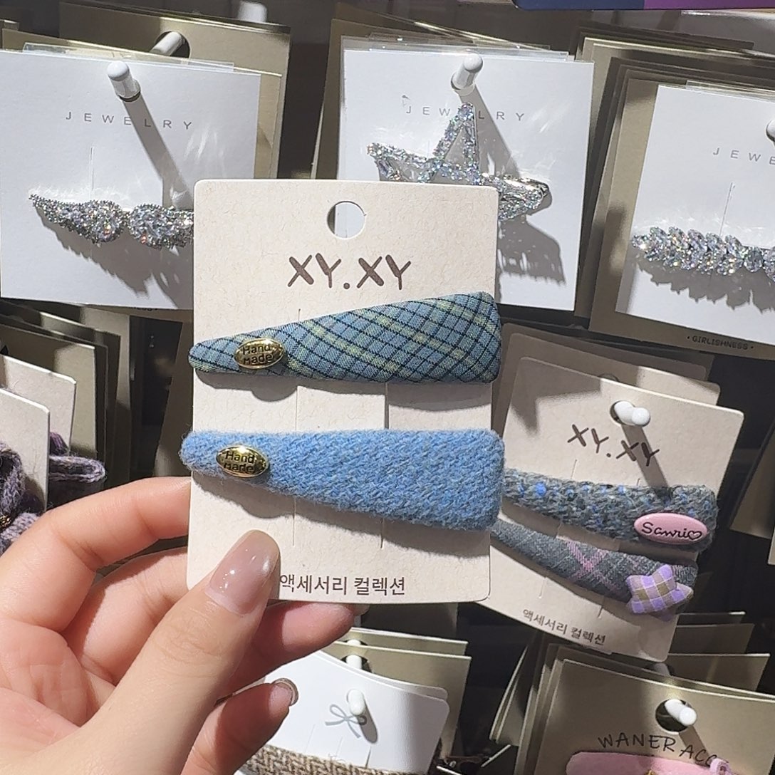 皮质铁合金蓝色水滴掰掰夹