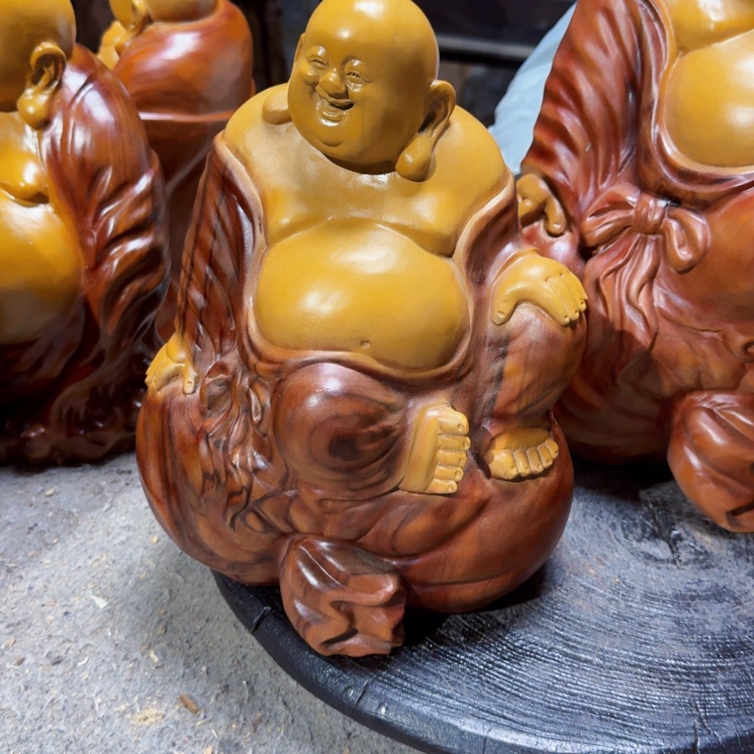 四***爸木坐佛香樟木弥勒佛