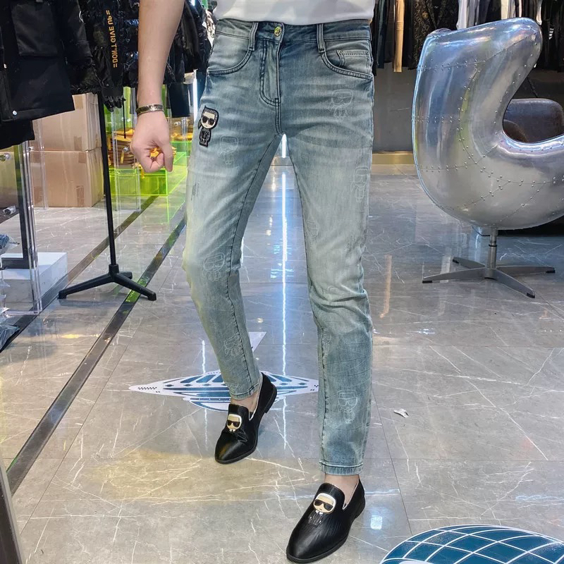 中腰拉链微弹力春夏高弹力牛仔裤水洗修身8552