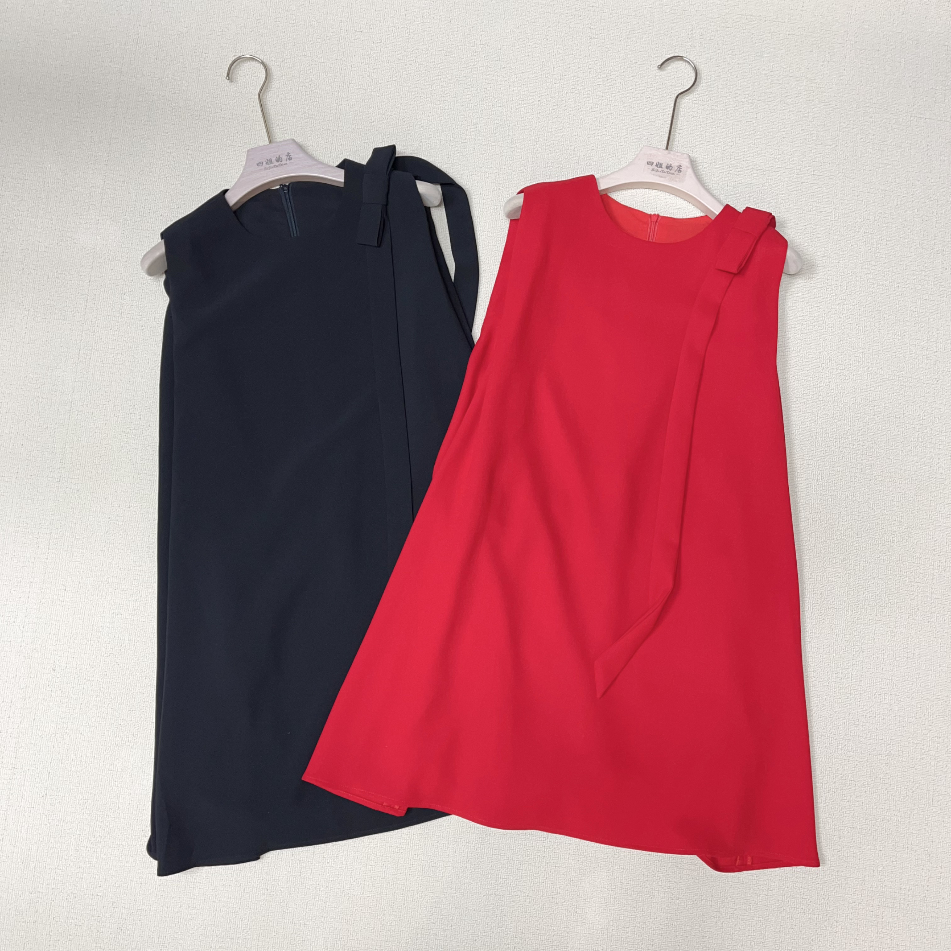 【四姐家】肩膀蝴蝶结飘带连衣裙