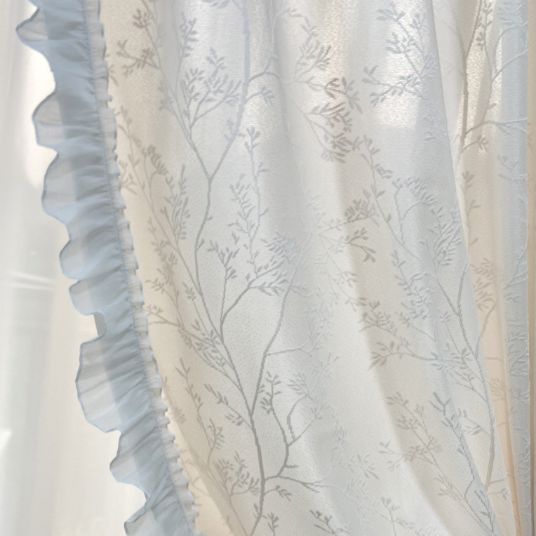 原版爆款【镜面繁枝纱】加厚透光不透人立体浮雕纱帘阳台卧室防晒纱