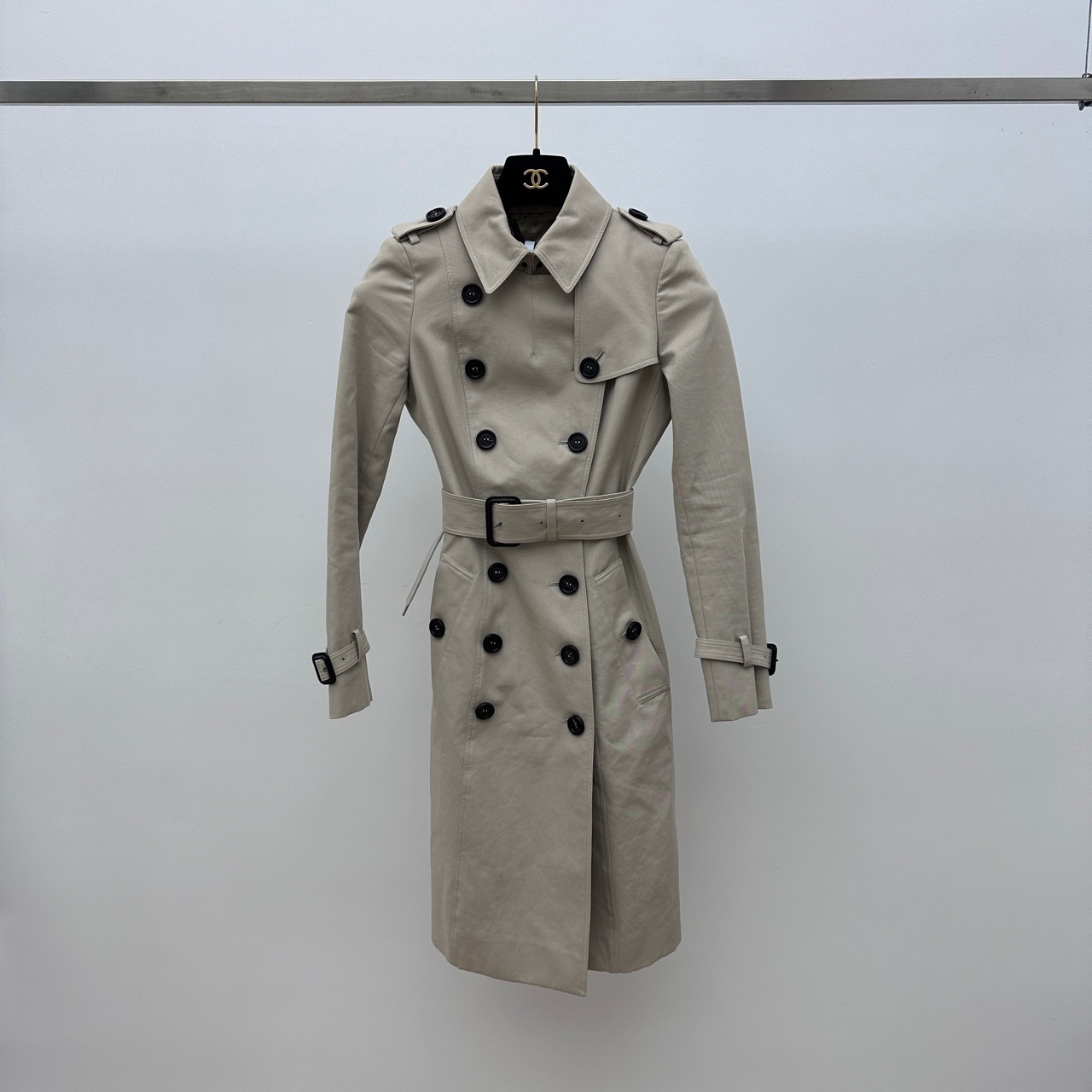 99新 BURBERRY/博柏利 翻领双排扣腰带款风衣 36码 01341