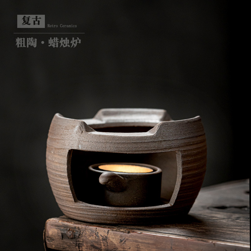 【青园】中式复古蜡烛加热炉陶瓷茶壶底座餐厅泡花茶保温炉粗陶温茶