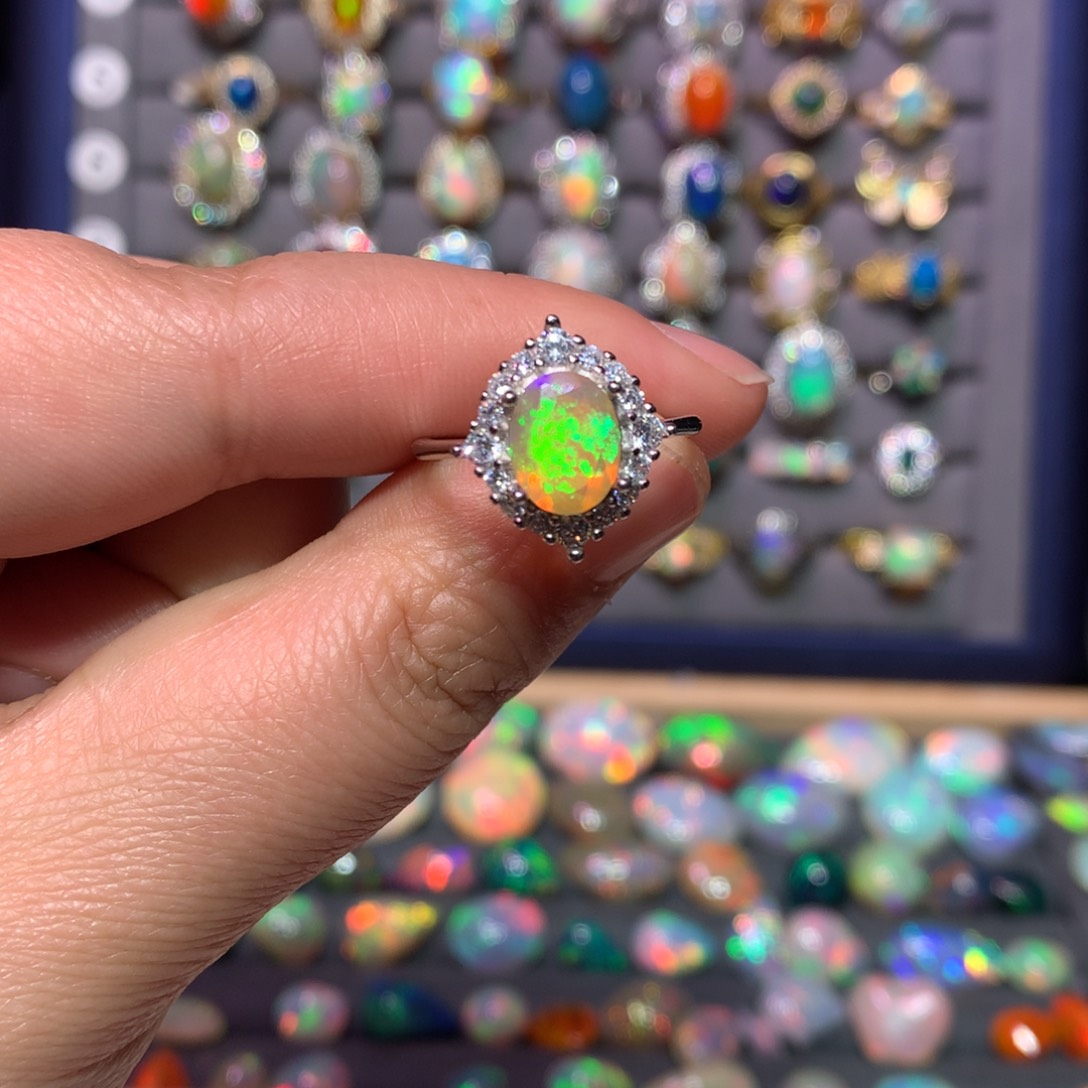 欧泊戒指款式银S925镶嵌