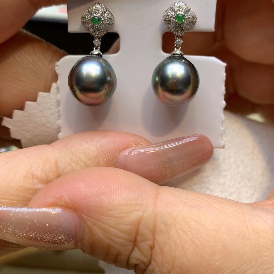 银S925镶嵌耳饰海水珍珠