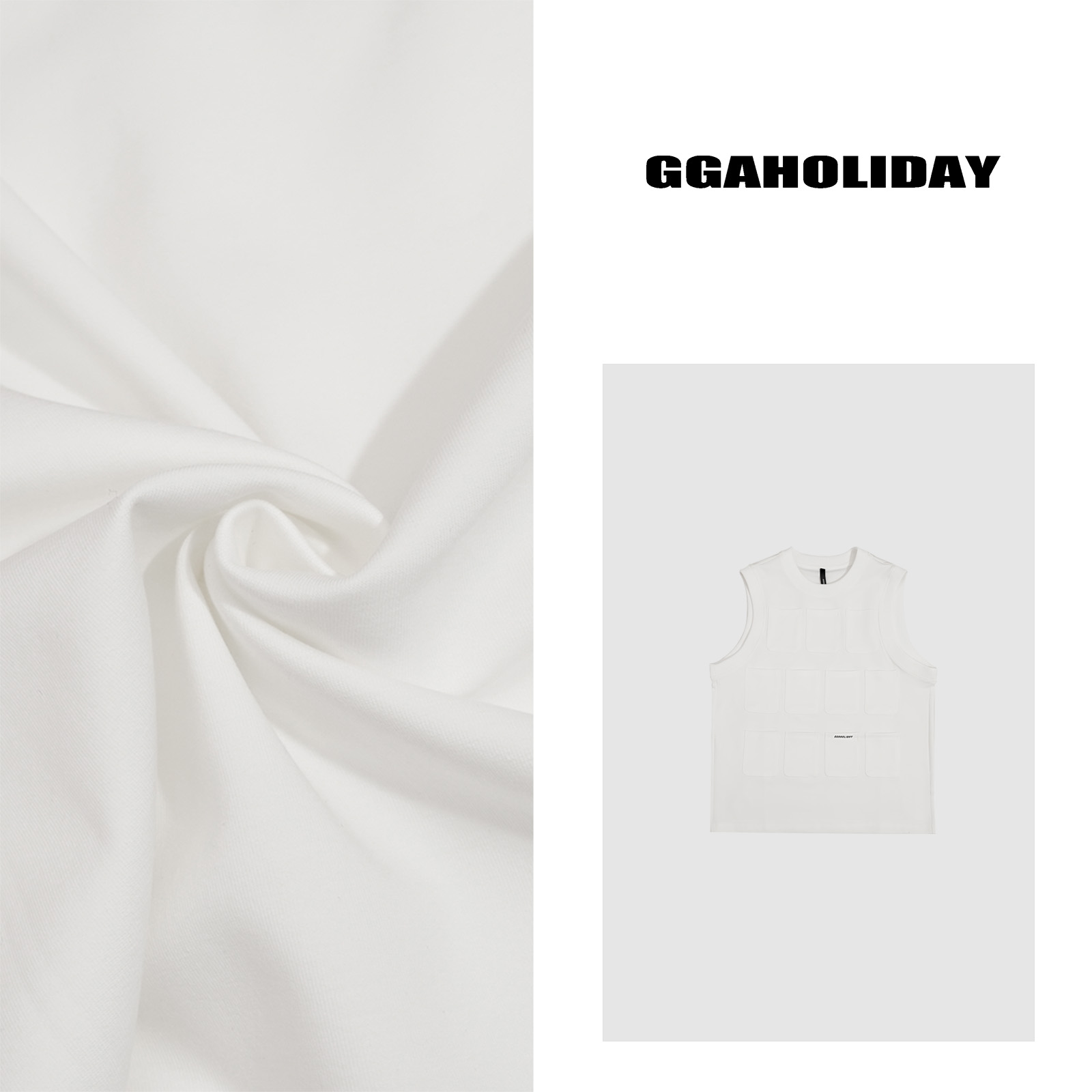 GGAHOLIDAY夏季时尚宽松休闲复古简约透气百搭显瘦马甲-152353