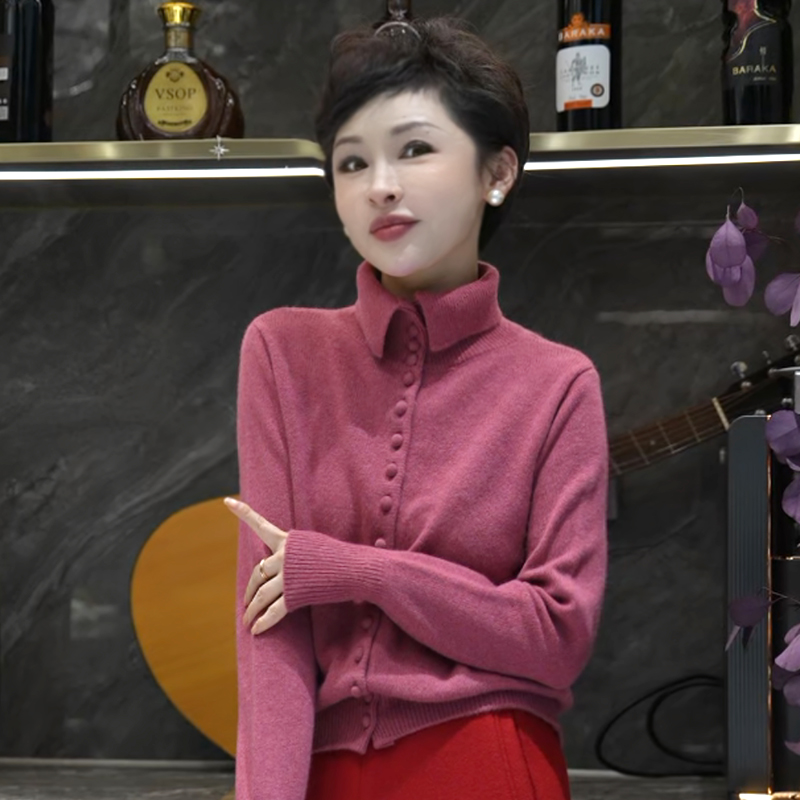 名港-【冬季恋人】立领气质时尚显瘦加厚羊毛开衫MG8529