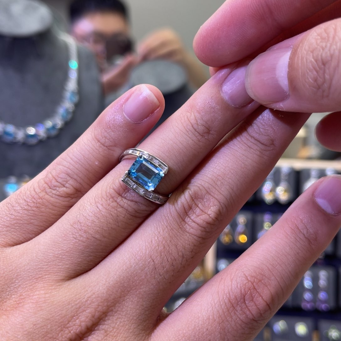 托帕石戒指银S925镶嵌