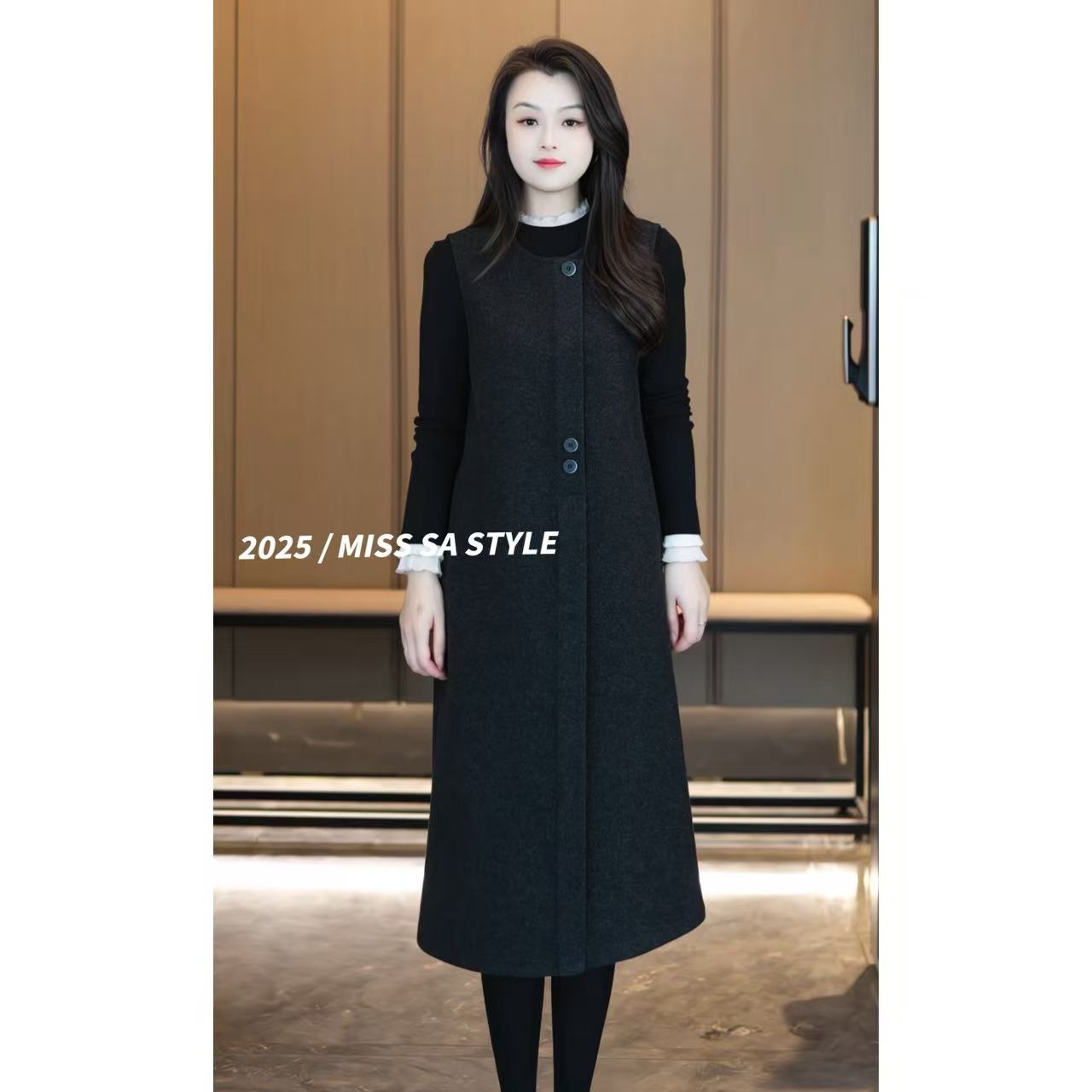 MISS SA 早冬新简约气质马甲裙轻奢优雅百搭显瘦连衣裙ZL25119716