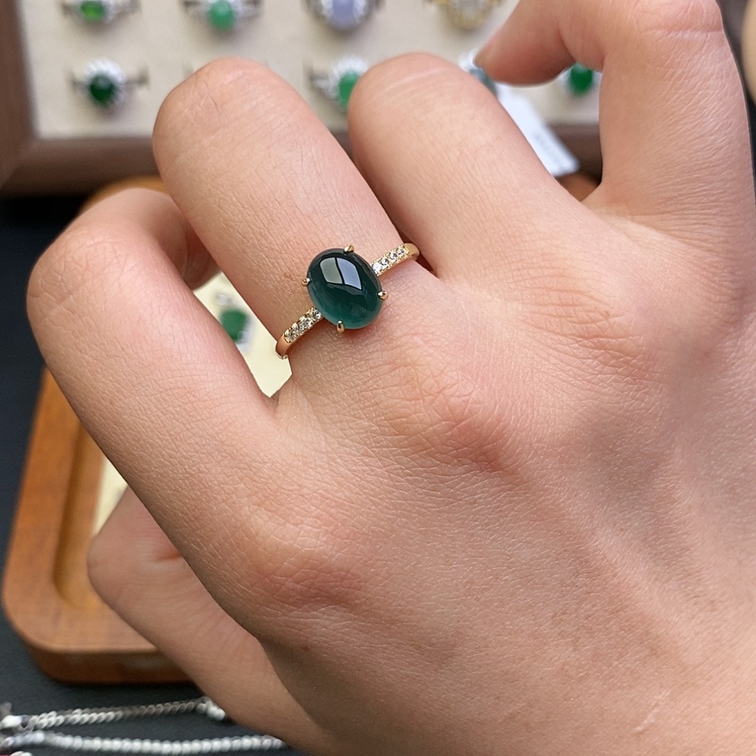 翡翠银S925镶嵌戒指