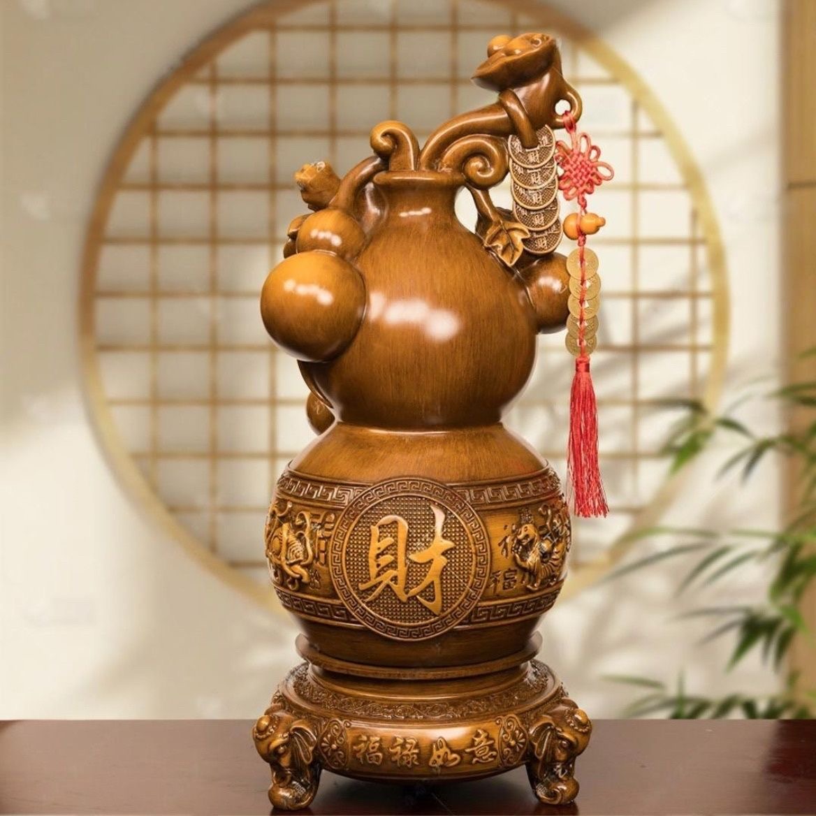 【百福如意】大葫芦360旋转 招财客厅玄关礼品（高42CM）