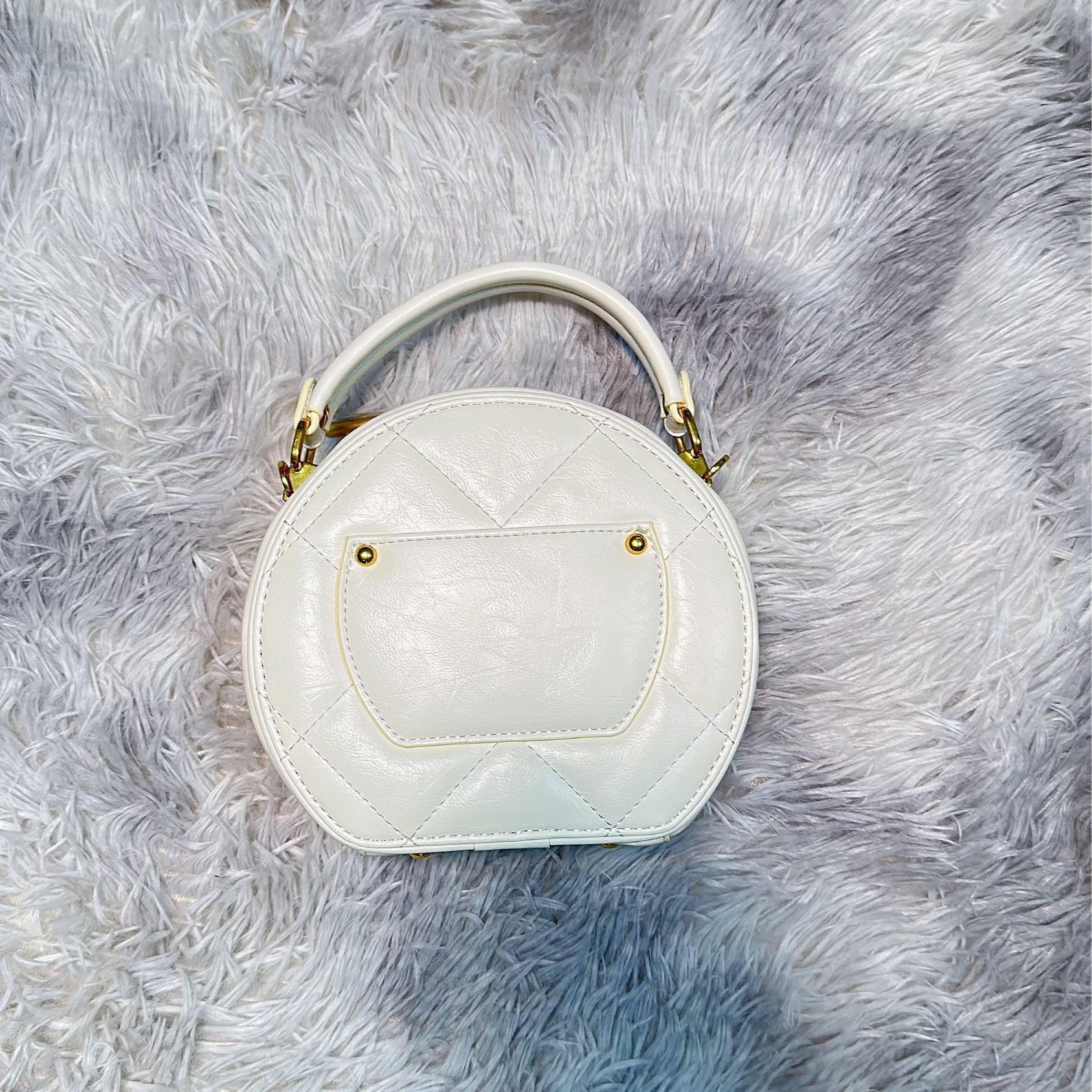 时尚百搭真皮女包 想 圆饼 白色   0230