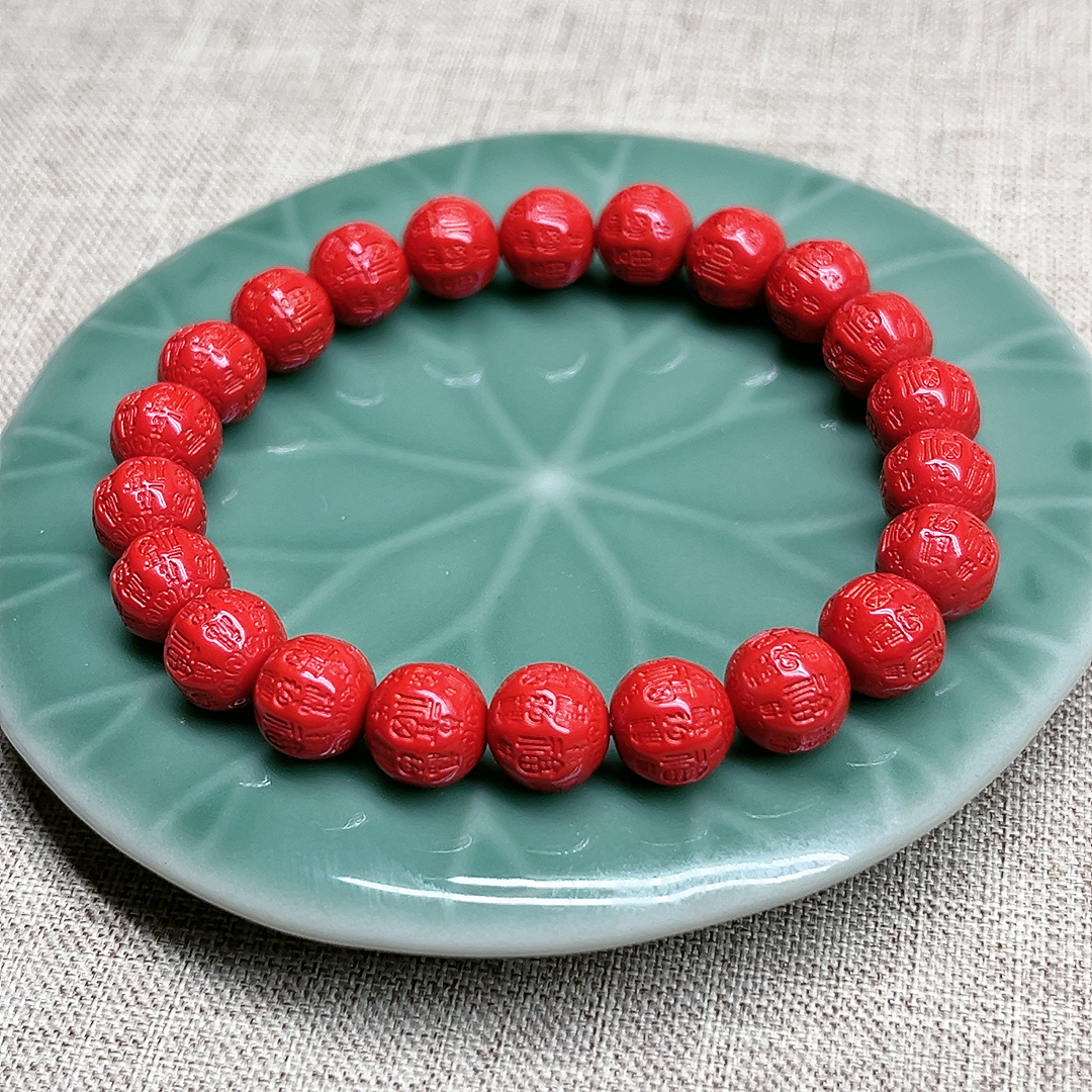 含辰砂工艺品高含量红砂百福珠手链女款 保真朱砂福字珠手串