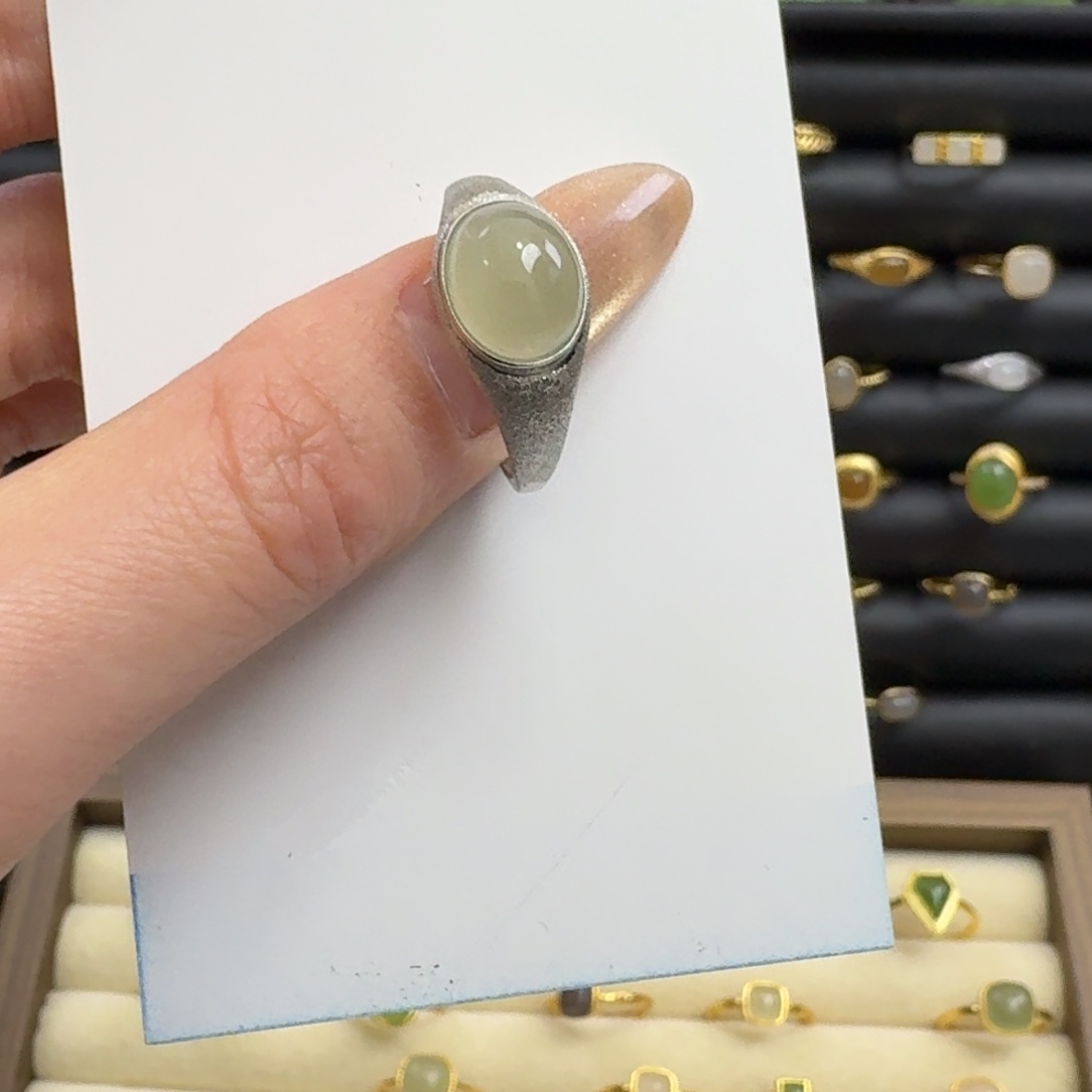 ****。和田玉银S925镀金镶嵌戒指