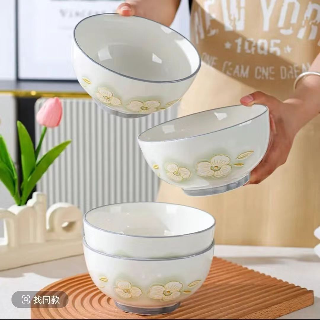 金枝玉叶6英寸可爱吃饭碗高温釉下彩餐具加厚加深面碗汤碗