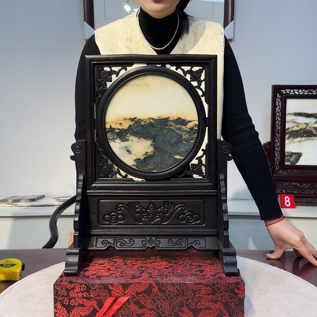 石材天然大理石画屏风29×36