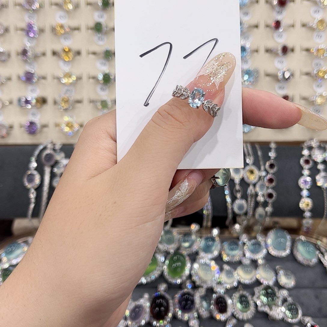 戒指托帕石银S925镶嵌