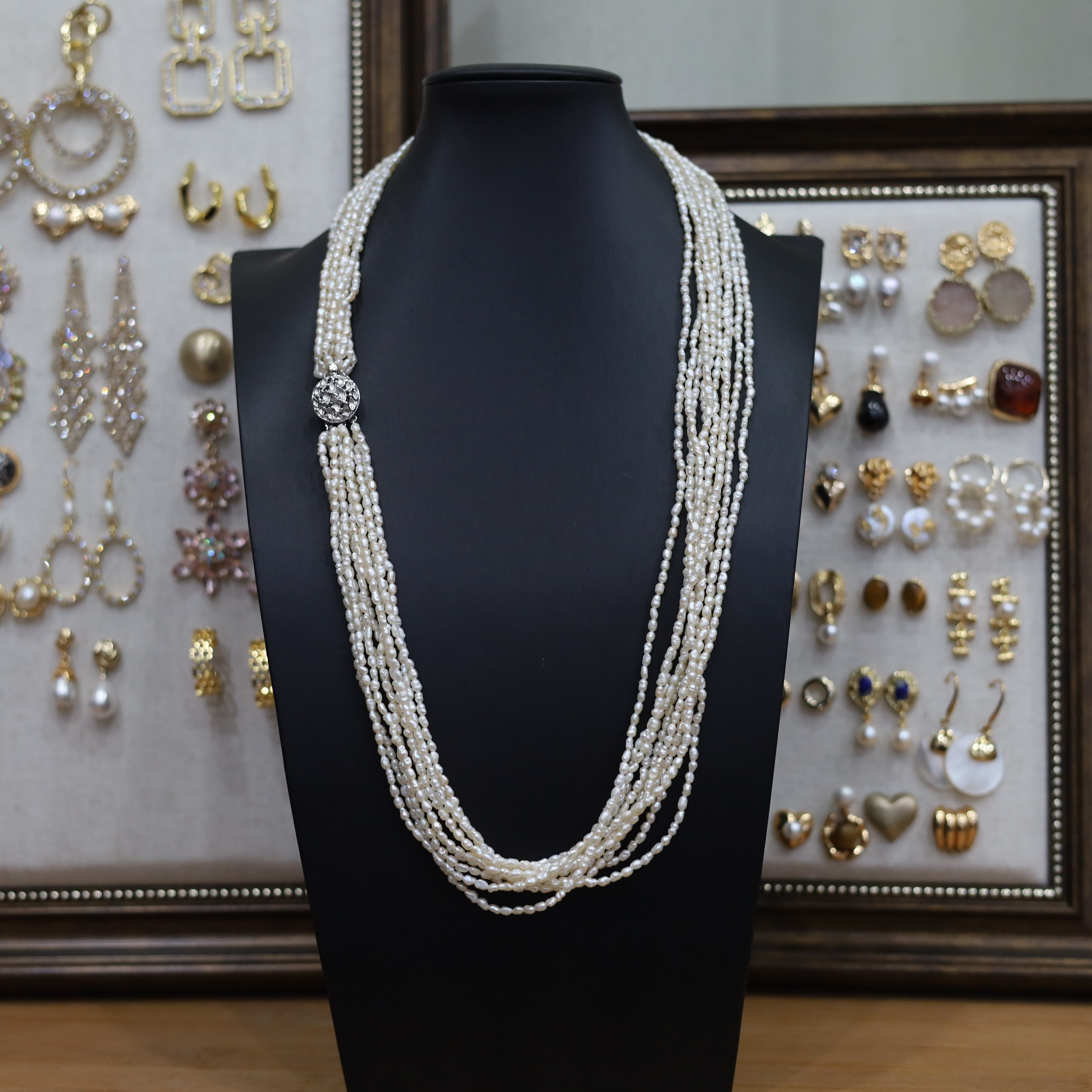 非金属仿珍珠项链 链长法式复古轻奢白色手工气质时尚百搭精美