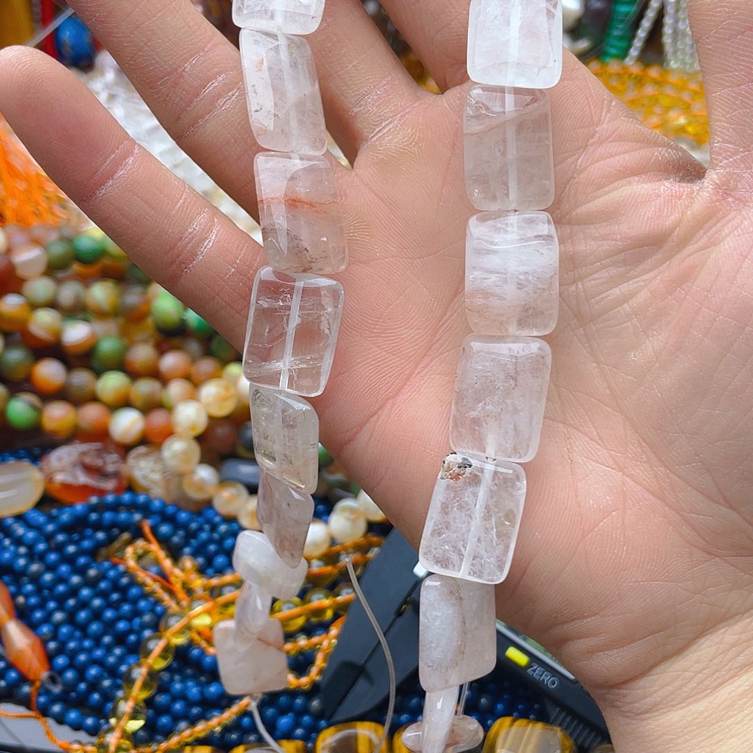 玛瑙/玉髓珠宝半成品未镶嵌红胶花1条15*20