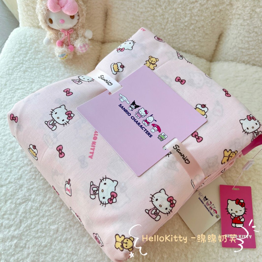 正版三丽鸥-Hello-kitty-全棉纯棉双层纱四件套可爱公主套件