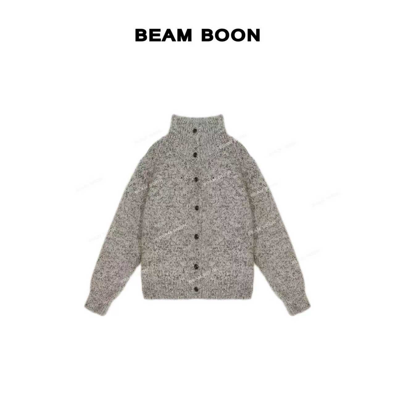 【遇见巴黎】老钱风软糯羊毛彩点花纱特织柔软高领单排扣针织衫